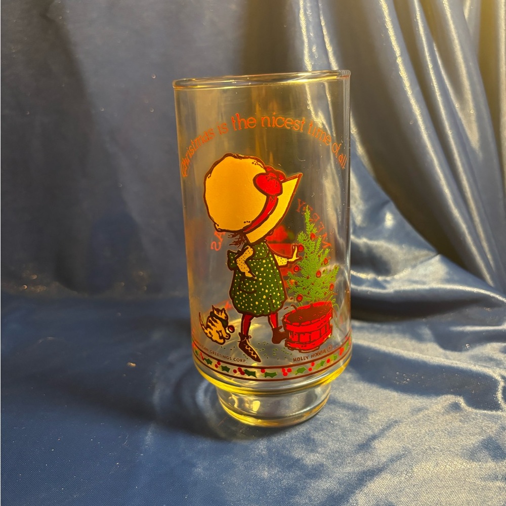 Vintage Coca Cola Holly Hobbie Christmas Holiday Glass, Limited Edition